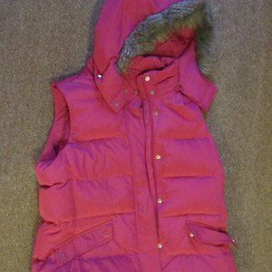 Talbot's Hot Pink Puffy Vest Woman's Size 12 Hood